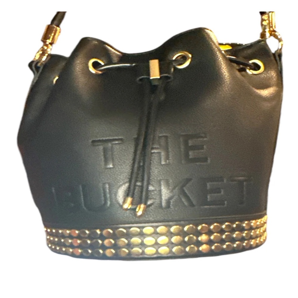 Medium Stylish Black and Gold Bucket Bag